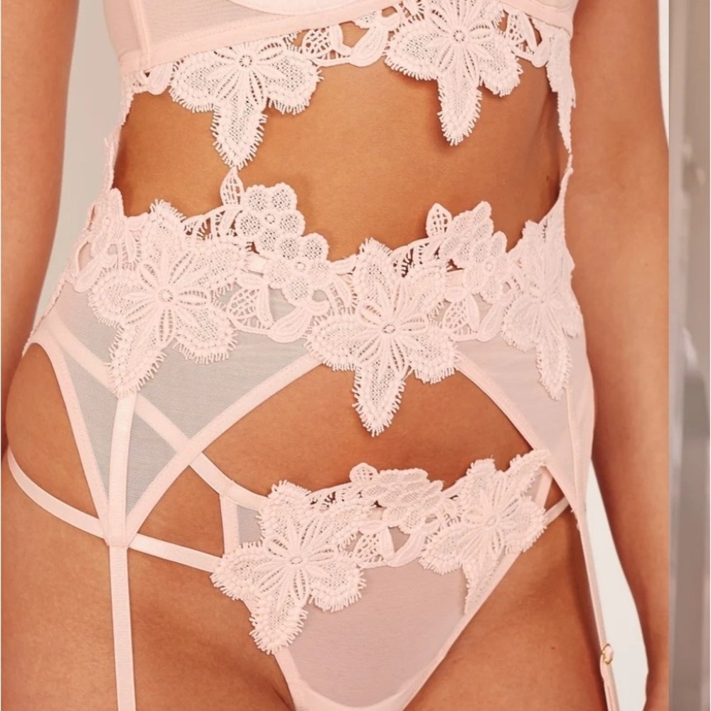 NEW Playful Promises Wolf & Whistle Alyssa Peach Suspender Belt Sz 12 Peach NWT